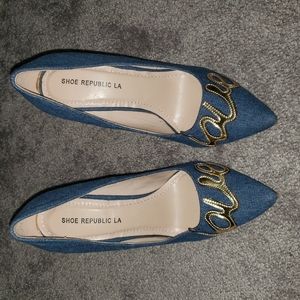 Shoe Republic LA denim heels